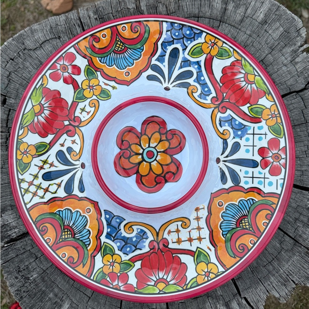 Talavera Style Chip & Dip Tray